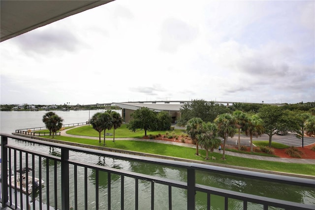 balcony with a water view