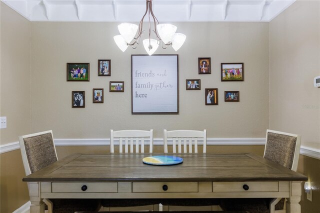 dining room with an inviting chandelier