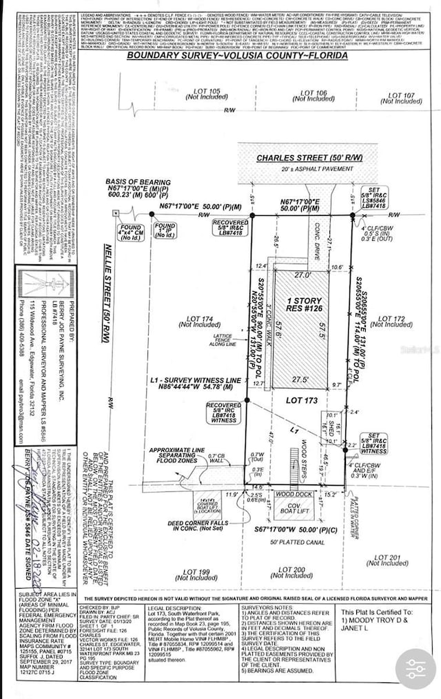 126 Charles St, Edgewater, FL 32141 - survey map / technical document