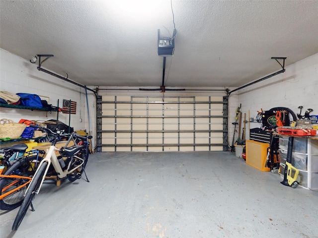 garage with a garage door opener