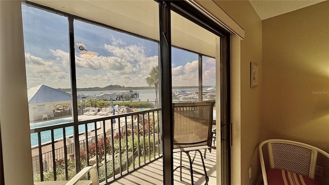 balcony with a water view