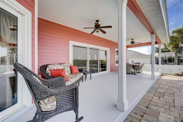 view of patio with ceiling fan