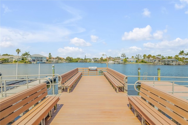 dock area featuring a water view