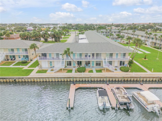 exterior space featuring a water view