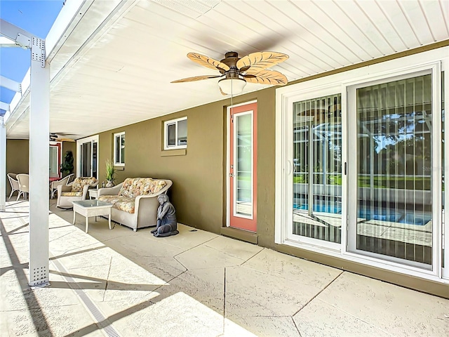 view of patio / terrace featuring outdoor lounge area and ceiling fan