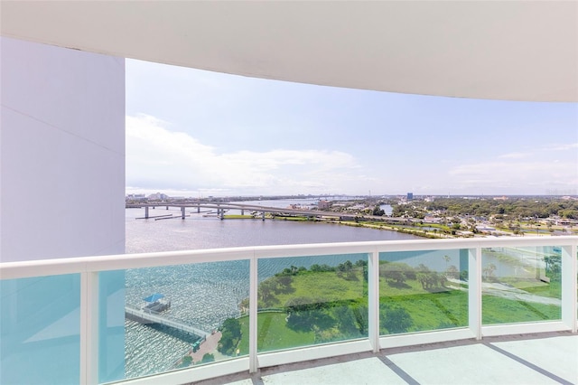 balcony with a water view