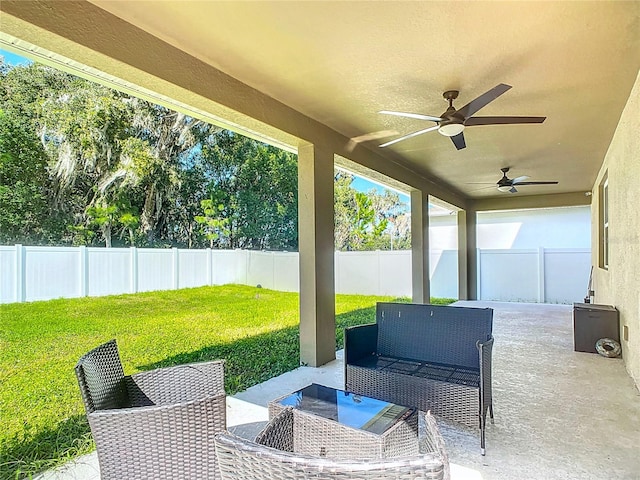 view of patio / terrace with ceiling fan