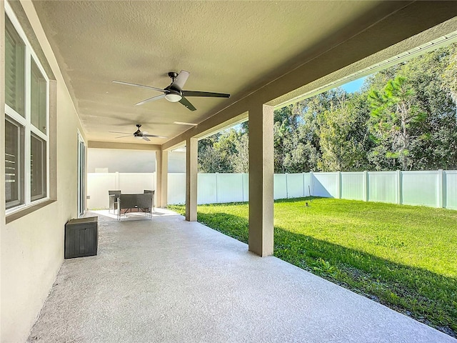 view of patio with ceiling fan