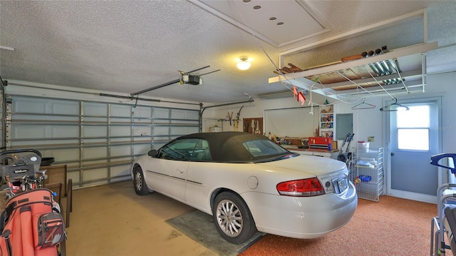 garage with a garage door opener