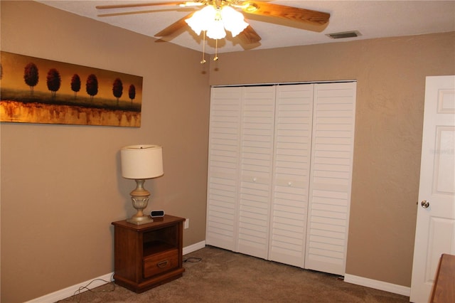 400 Oakridge Blvd Unit 6, Daytona Beach, FL 32118 - carpeted bedroom featuring visible vents, baseboards, ceiling fan, and a closet