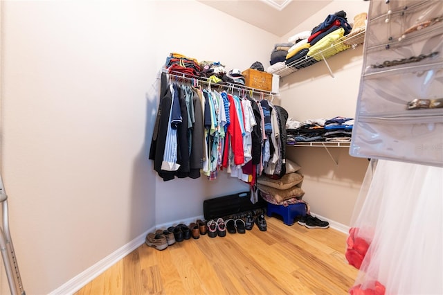 spacious closet with hardwood / wood-style floors