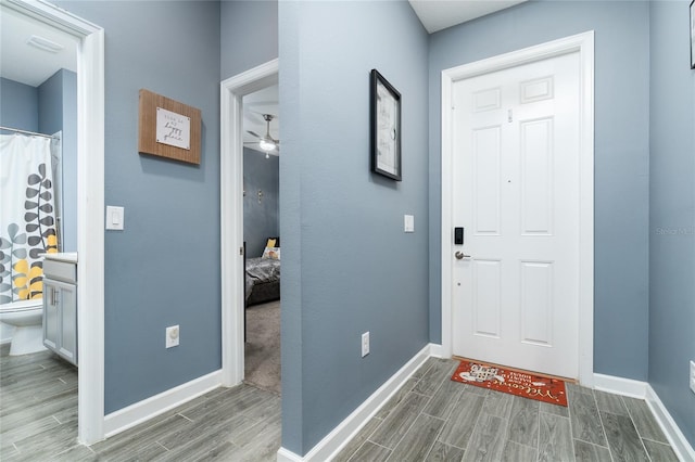 foyer with hardwood / wood-style floors