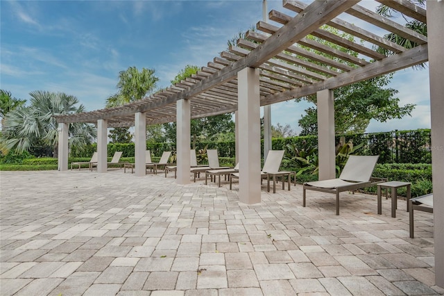 view of patio featuring a pergola