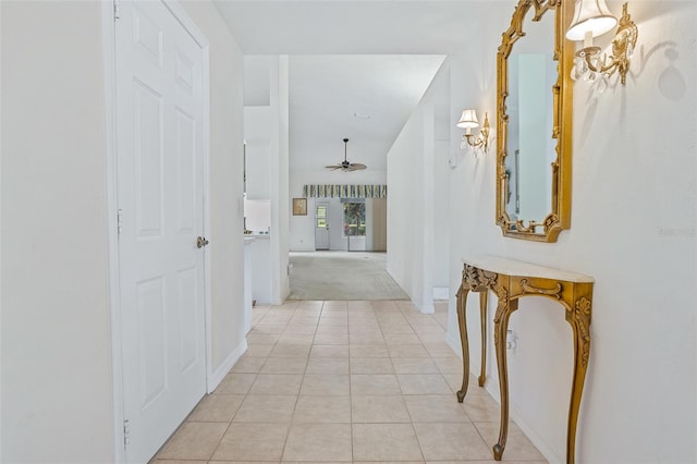 hallway with light tile patterned floors