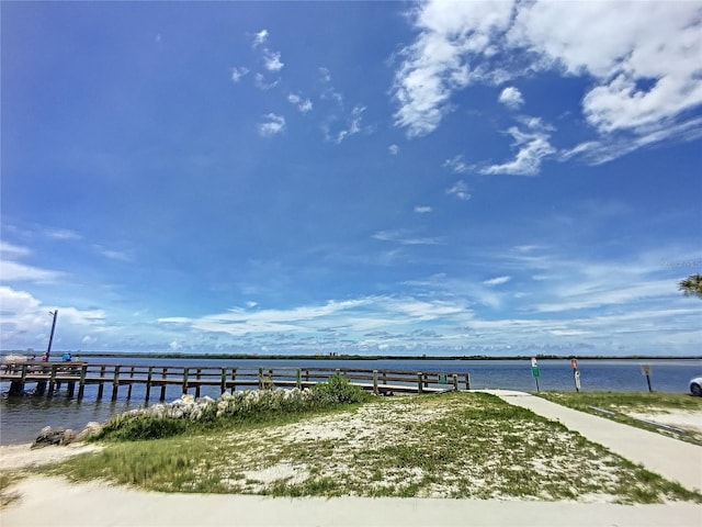 view of dock featuring a water view