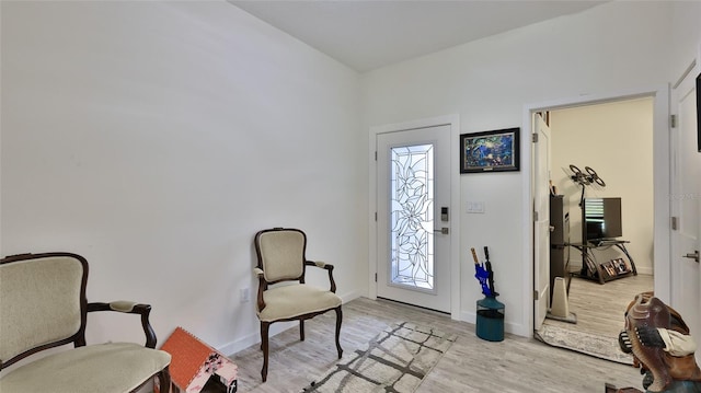 living area featuring light wood-type flooring