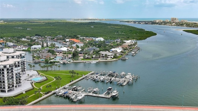 bird's eye view featuring a water view