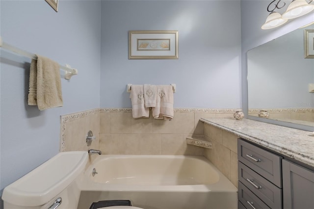 bathroom with vanity and a bathing tub