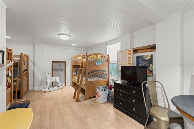 bedroom with light hardwood / wood-style floors