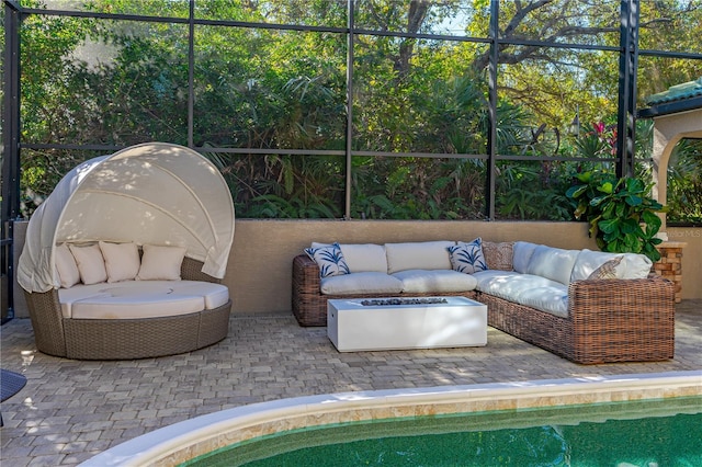 view of patio / terrace featuring an outdoor living space