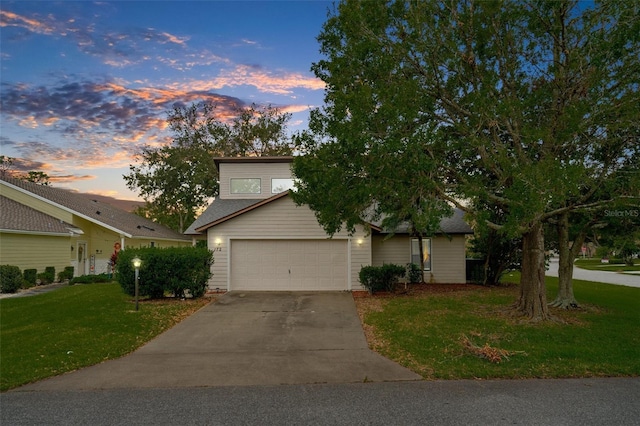 172 Gull Dr S, Daytona Beach, FL 32119 - view of front of property with driveway, a front lawn, a garage, and roof with shingles