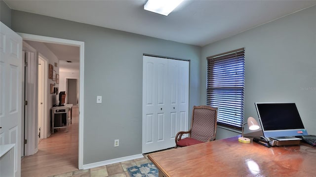 office space featuring light wood-type flooring