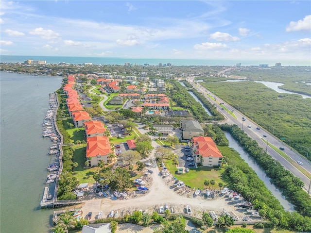 bird's eye view featuring a water view