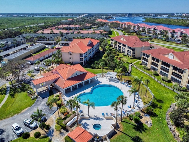 452 Bouchelle Dr Unit 303, New Smyrna Beach, FL 32169 - bird's eye view of a pool
