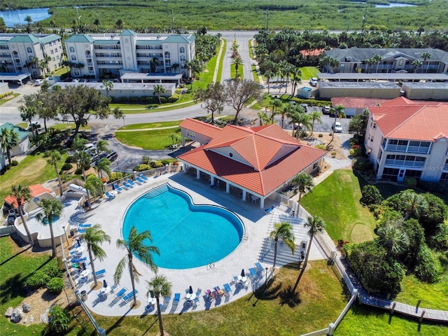 452 Bouchelle Dr Unit 303, New Smyrna Beach, FL 32169 - aerial view of a pool
