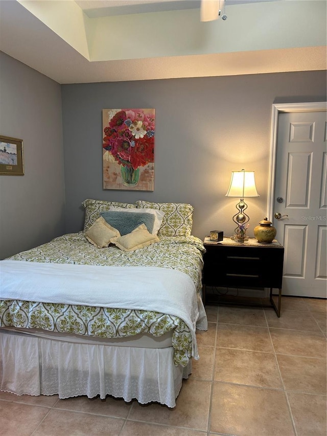 bedroom featuring light tile patterned floors