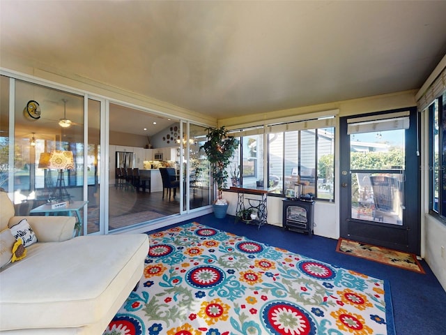 sunroom / solarium with lofted ceiling