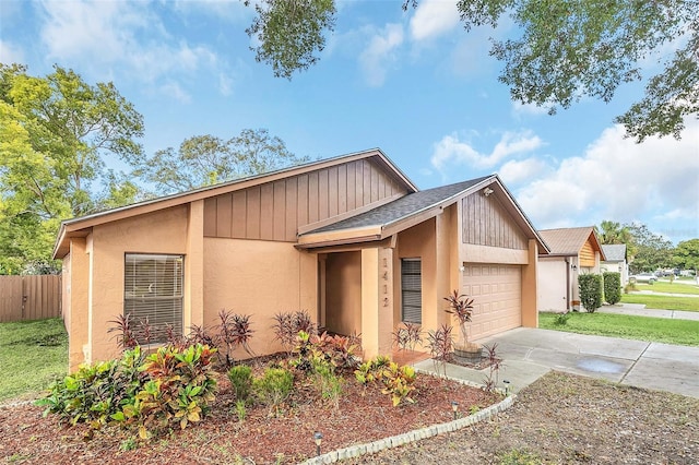 single story home featuring a garage