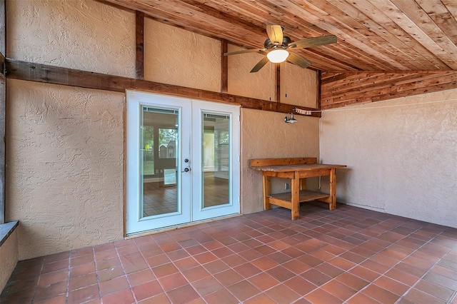 view of patio / terrace with french doors and ceiling fan