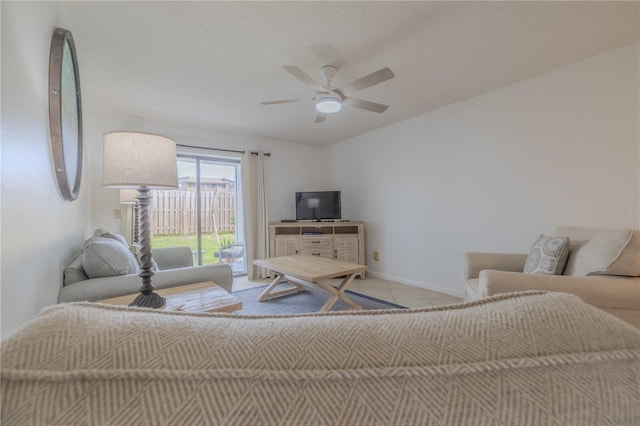 bedroom featuring access to outside and ceiling fan