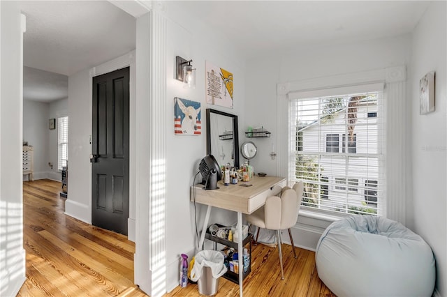 office area featuring light hardwood / wood-style flooring