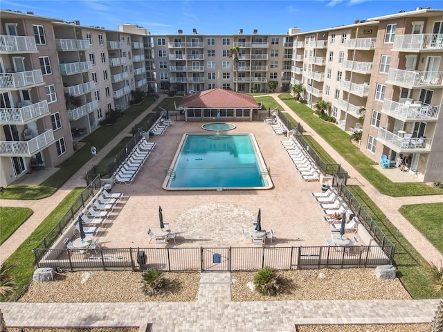 view of pool featuring a patio area