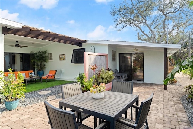 view of patio / terrace featuring outdoor lounge area and ceiling fan