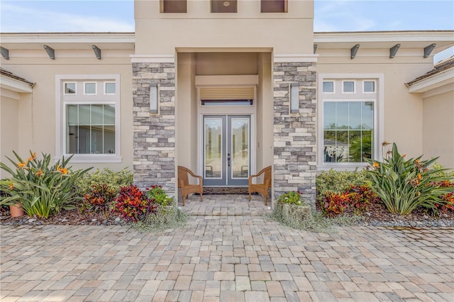 doorway to property with french doors