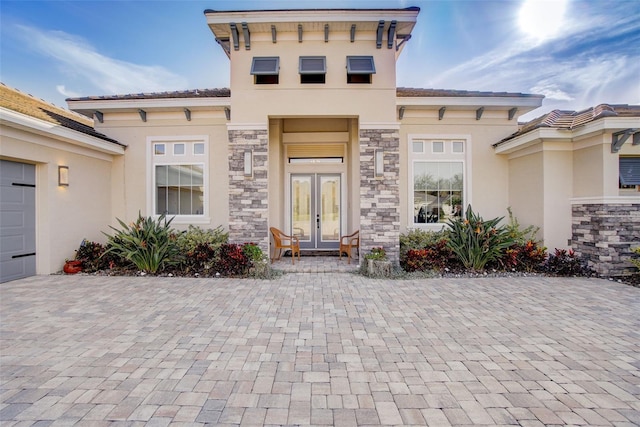 property entrance with french doors