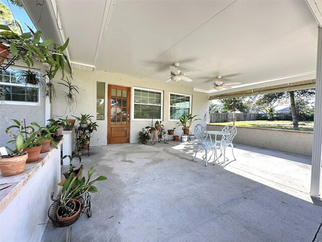 view of patio with ceiling fan