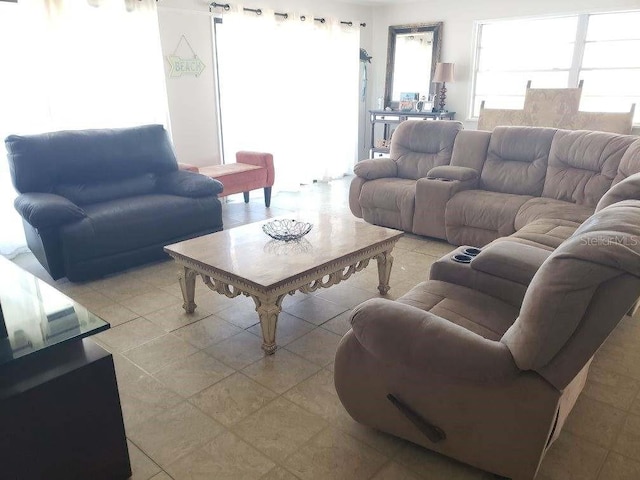 view of tiled living room