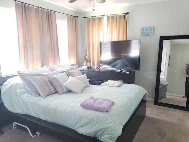 bedroom with carpet and ceiling fan