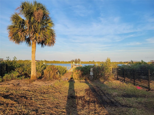 view of yard with a water view