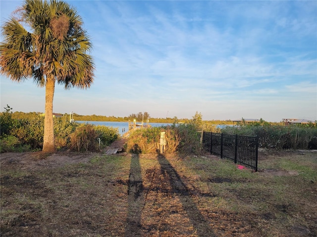 view of yard with a water view