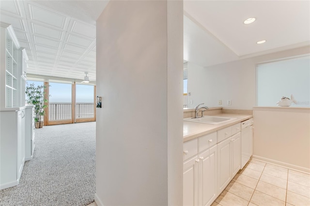5201 S Atlantic Ave Unit 809A, New Smyrna Beach, FL 32169 - bathroom with vanity, baseboards, recessed lighting, and tile patterned flooring