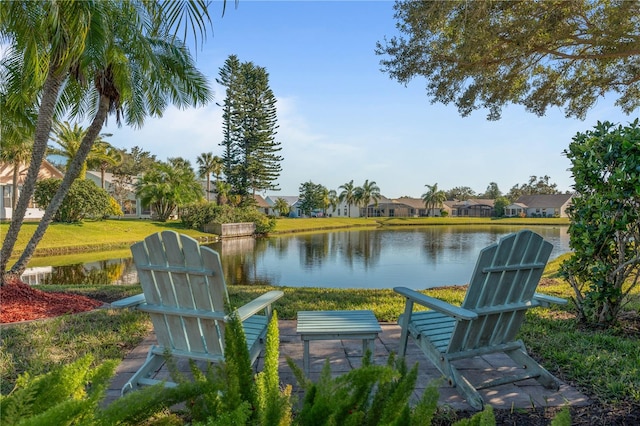 exterior space featuring a water view