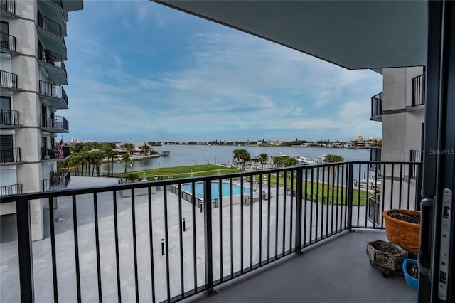 balcony with a water view