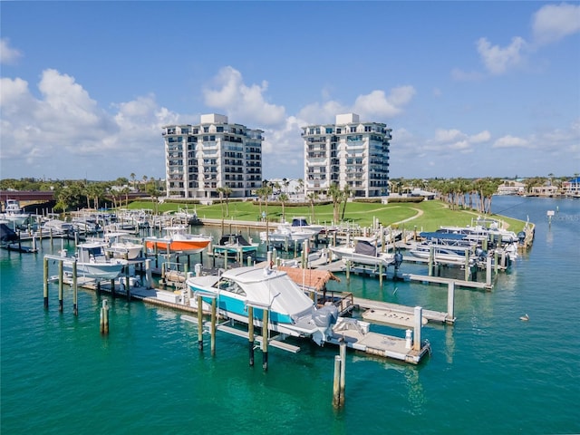 dock area featuring a water view