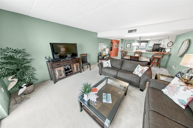 living room with carpet floors