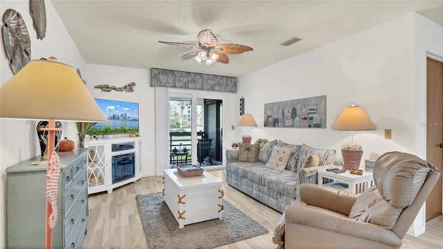 4411 Sea Mist Ct Unit 275, New Smyrna Beach, FL 32169 - living room featuring a ceiling fan and light wood finished floors